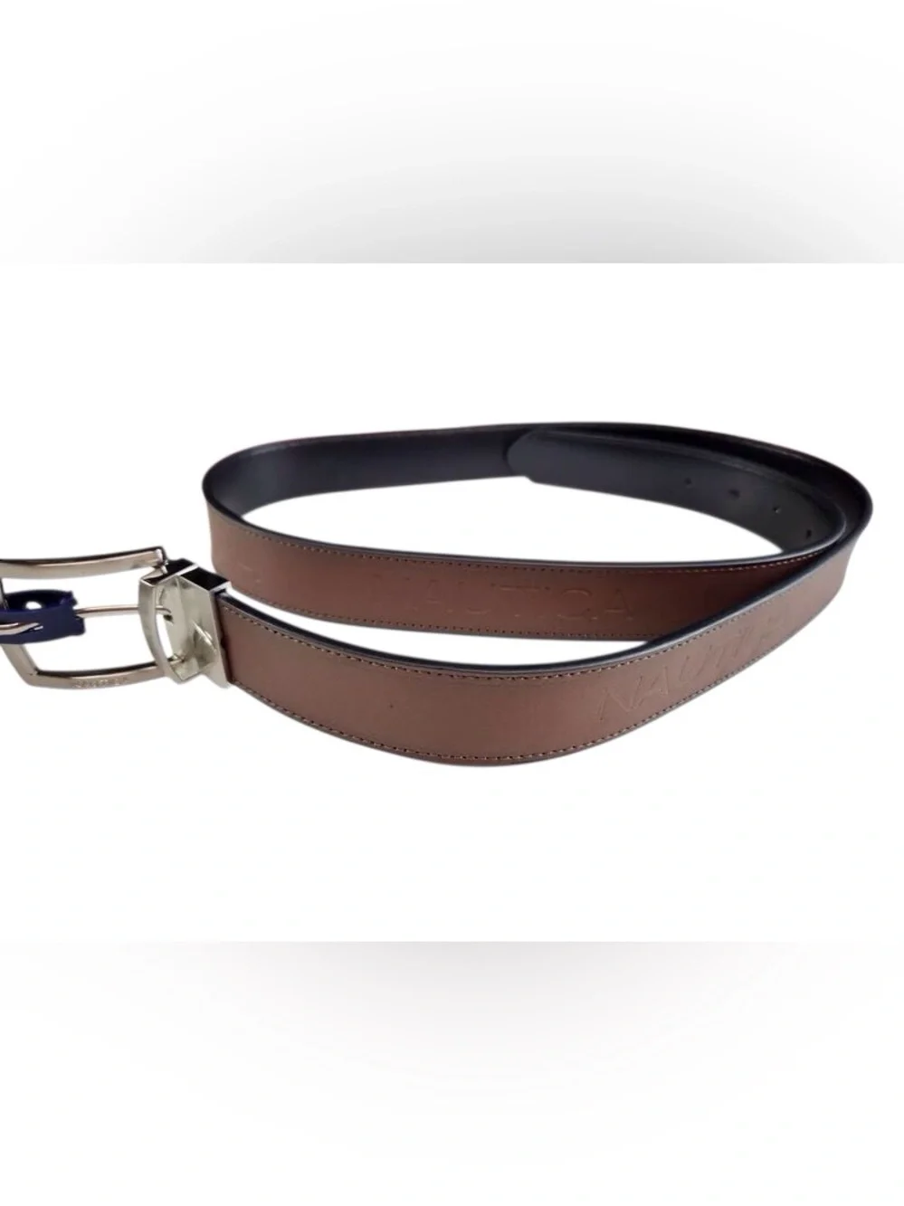 NWT Nautica Men’s Reversible Leather Belt Black Brown XL 42-44
